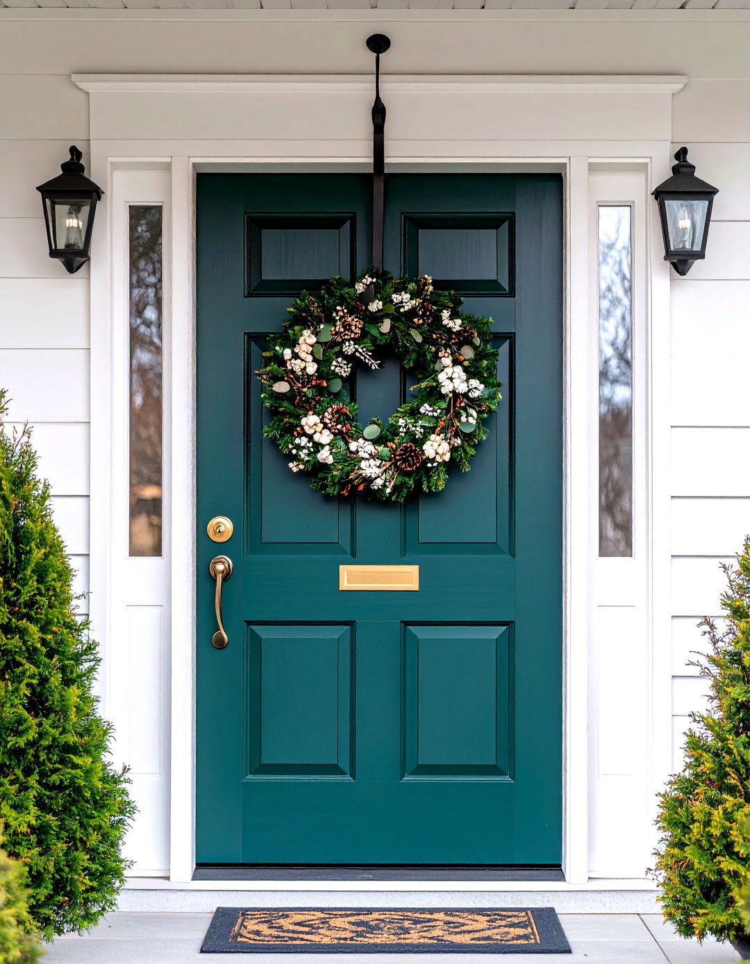 Seasonal Wreath Swap Station - 20 Emerald Green Front Door Ideas