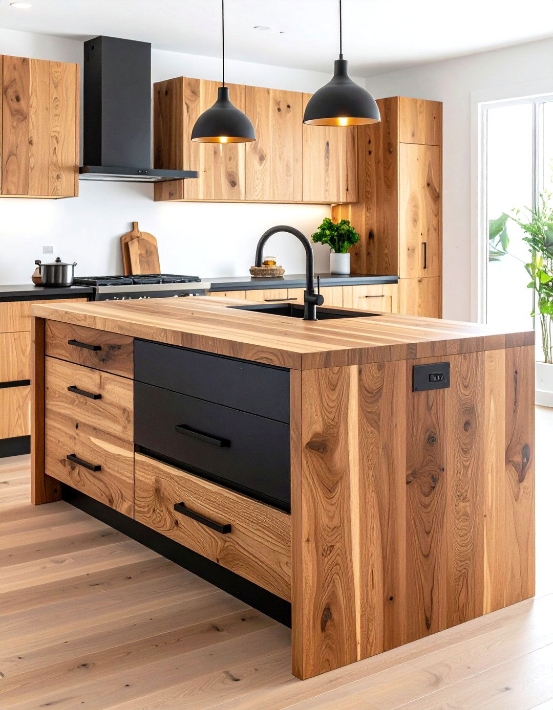 Seating Friendly Kitchen Island Boasts Generous Overhang - 20 Farmhouse Kitchen Island Ideas