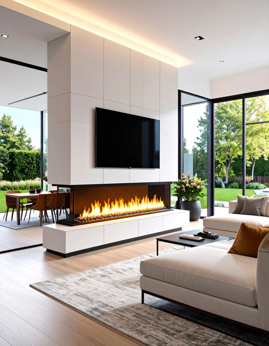 See Through Electric Fireplace Room Divider - 20 Electric Fireplace Ideas With Tv Above