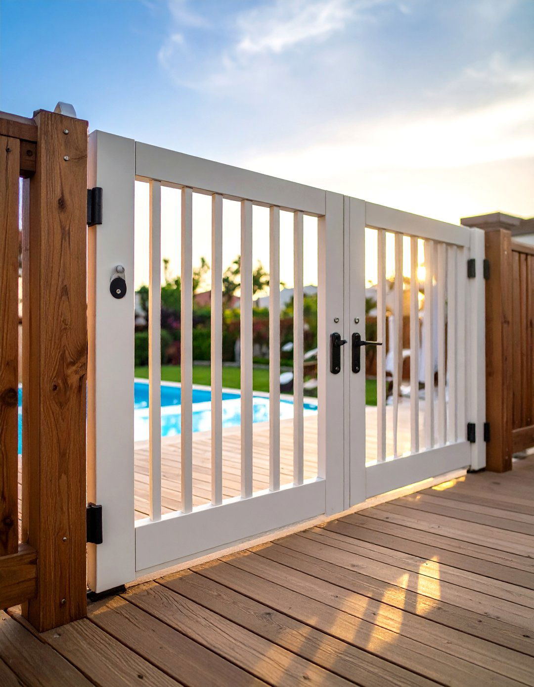 Self Closing Safety Deck Gate Meets Pool Codes - 20 Deck Gate Ideas
