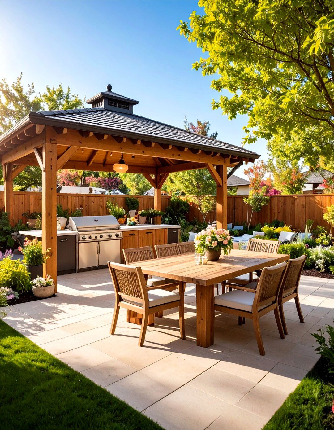 Separate Seating Area Outdoor Kitchen with a Gazebo - 20 Outdoor Kitchen with a Gazebo Ideas