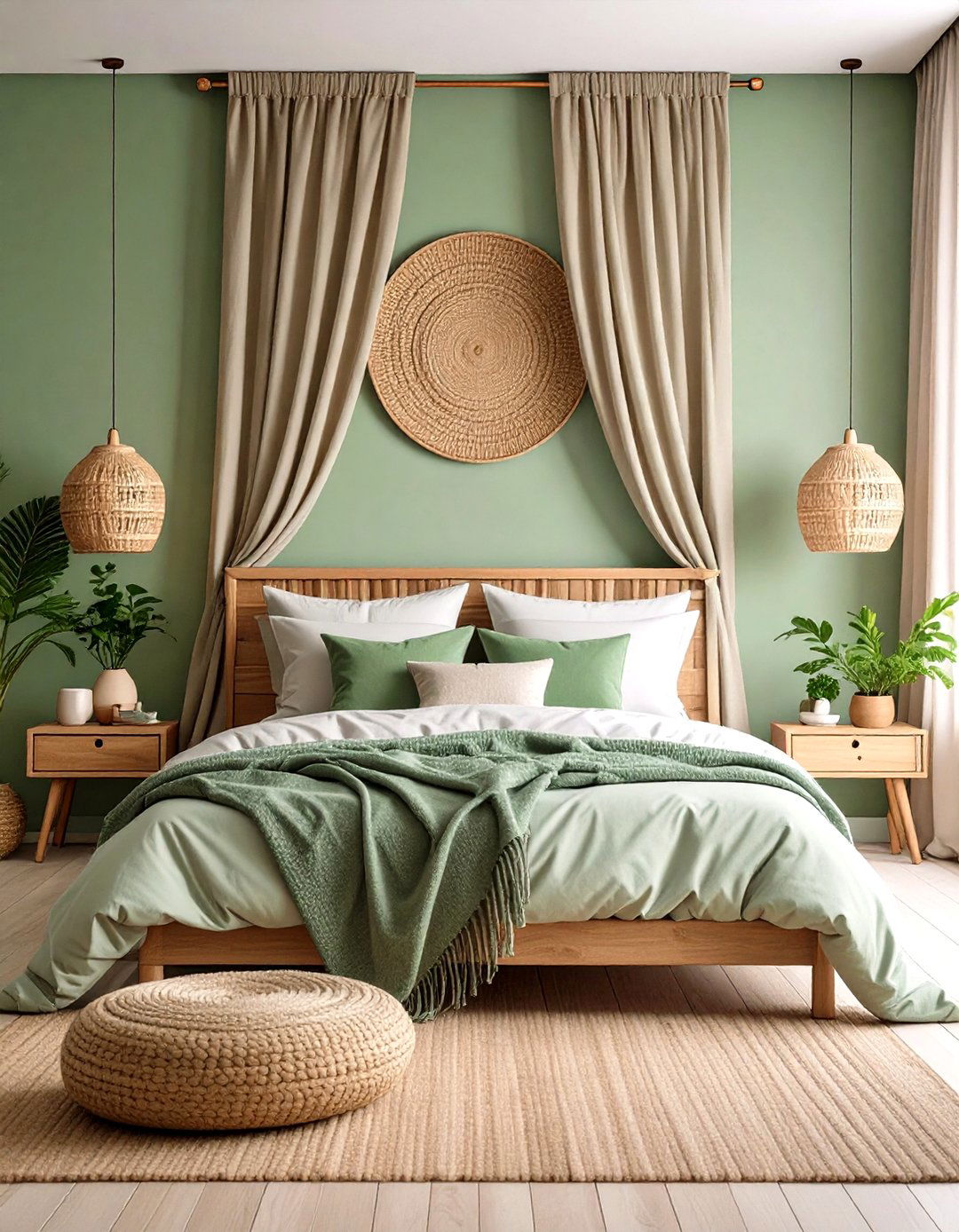 Serene Sage Green Accent Wall for a Restful Bedroom - 20 Green Accent Wall Ideas