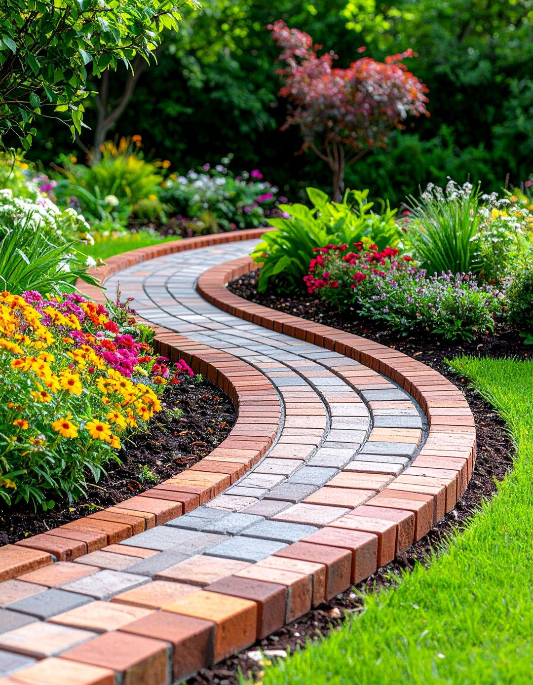 Serpentine Wave Brick Edging - 20 Brick Edging Ideas