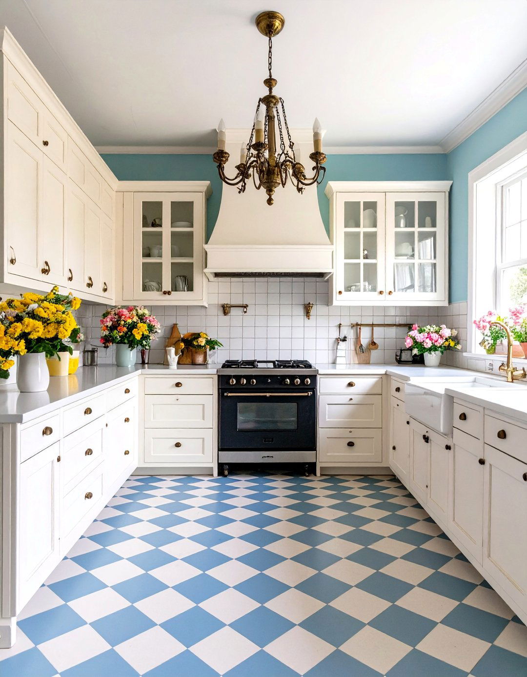 Shabby Chic Checkered Floors Kitchen - 20 Kitchens With Checkered Floors