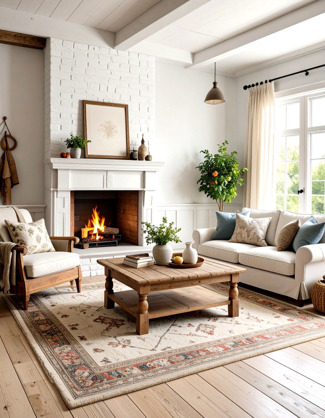 Shabby Chic Primitive Living Room with Whitewashed Finishes - 20 Primitive Living Room Ideas