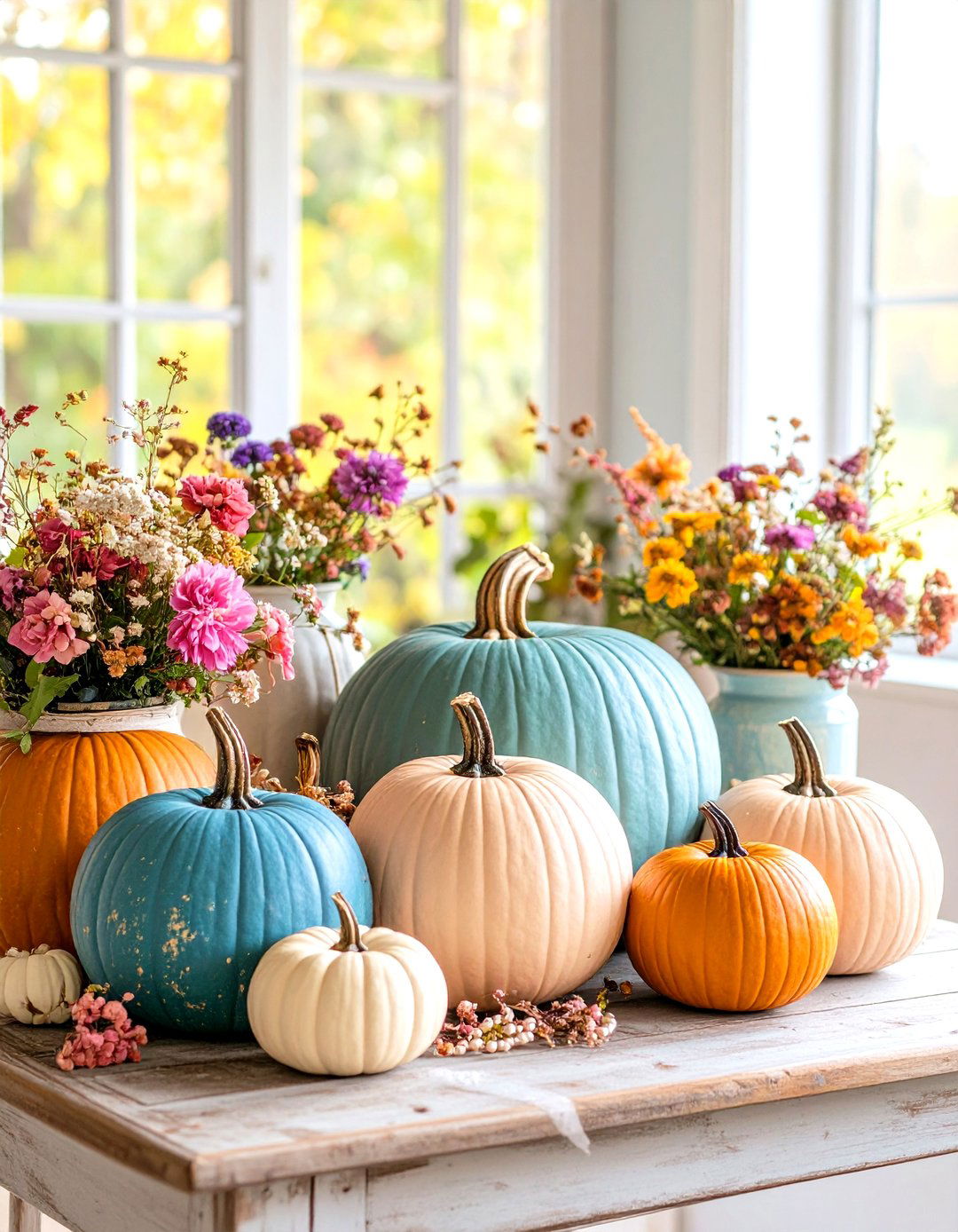 Shabby Chic Pumpkin Decor Vignette - 20 Pumpkin Decor Ideas