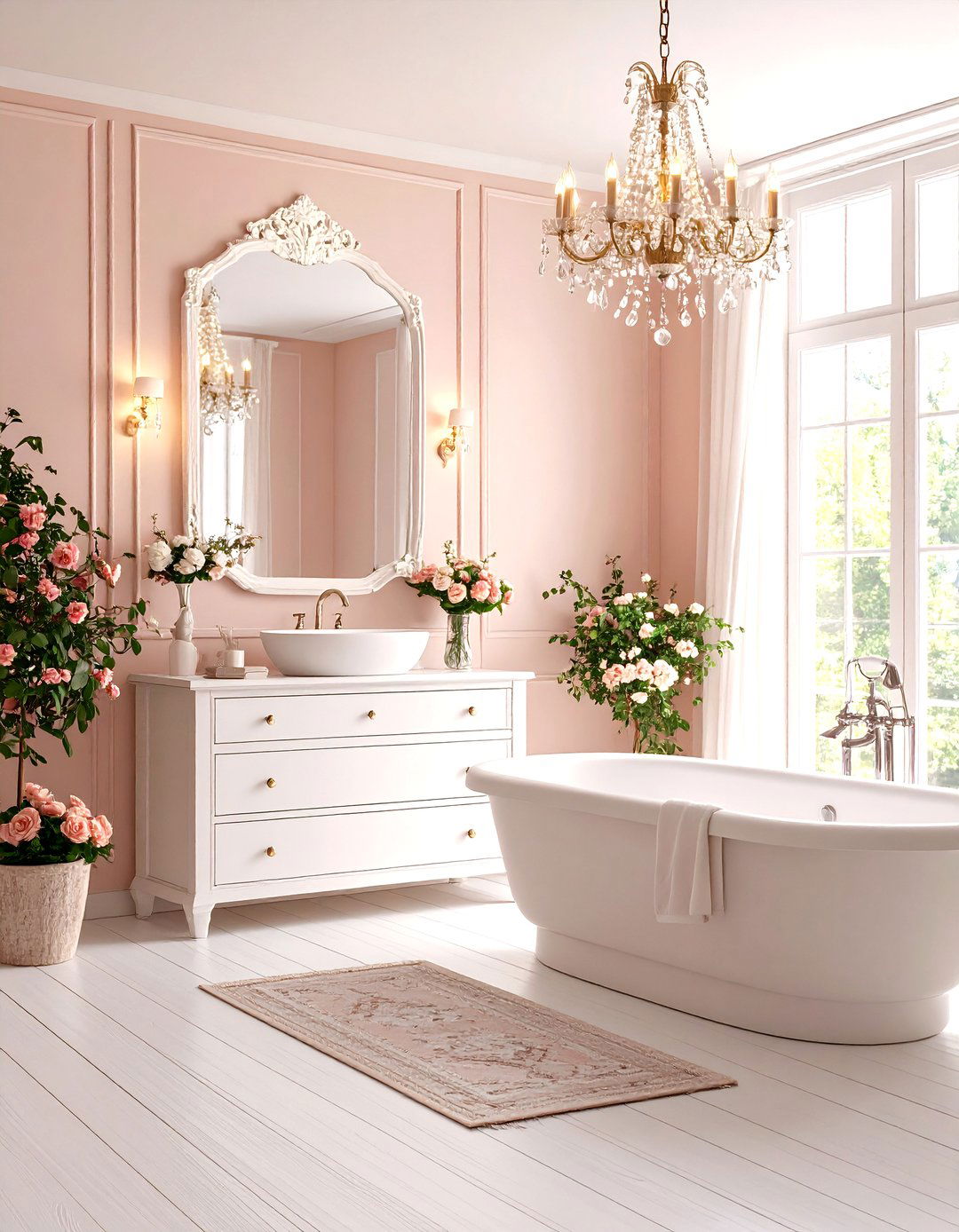 Shabby Chic Vintage Bathroom with Distressed Romantic Elements - 20 Vintage Bathroom Ideas