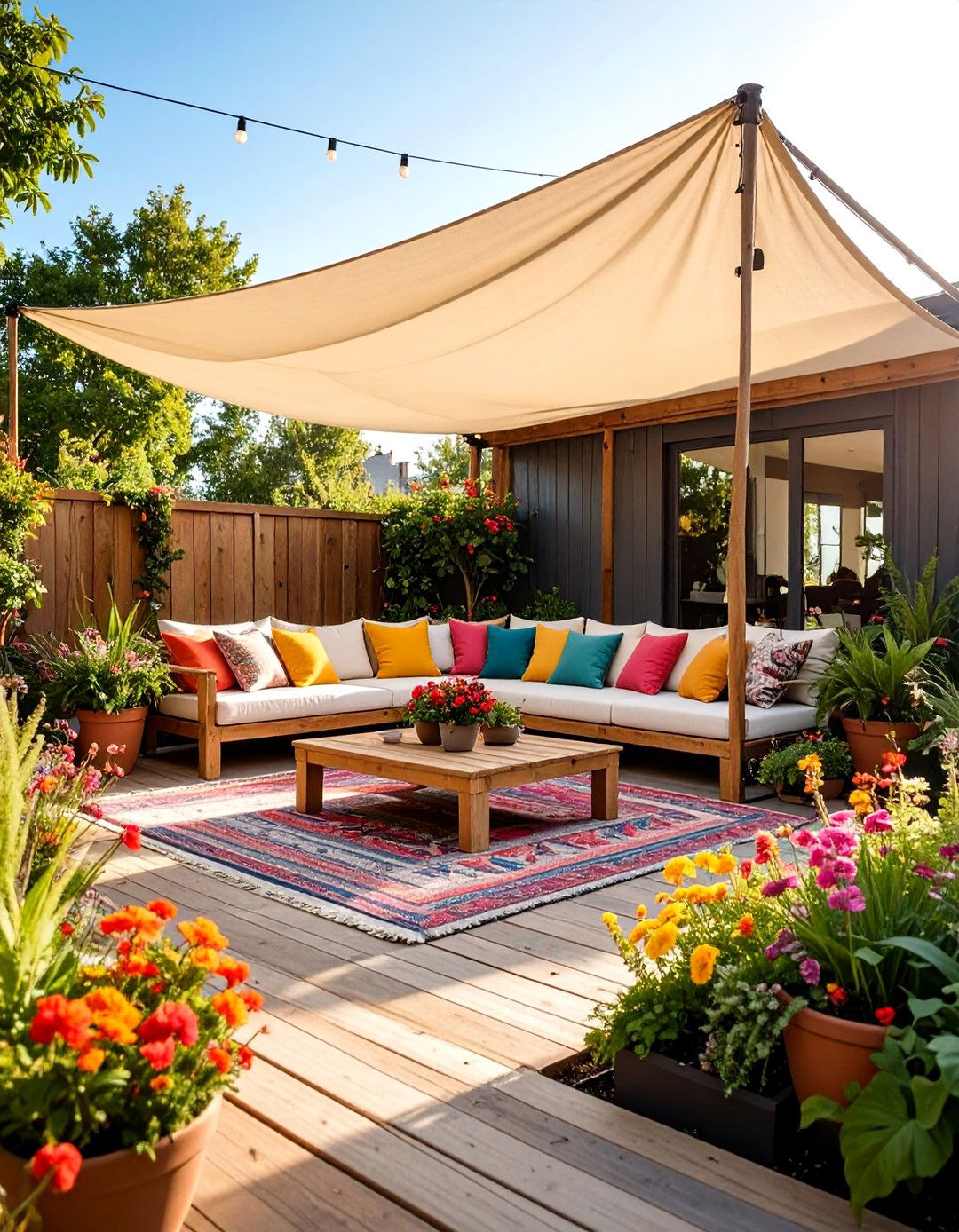 Shade Sail Retreat Small Garden - 20 Budget Small Garden Ideas