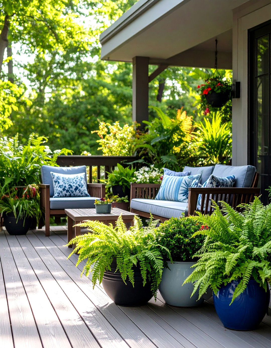 Shady Deck Fern Haven - 20 Deck Decorating Ideas With Plant