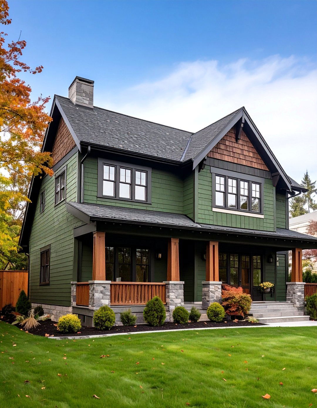 20 Dark Olive Green House With Black Trim Design Inspirations