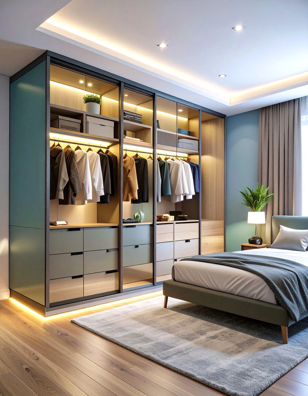 Shallow Sliding Door Capsule - 20 Built-in Wardrobe Ideas Around a Bed