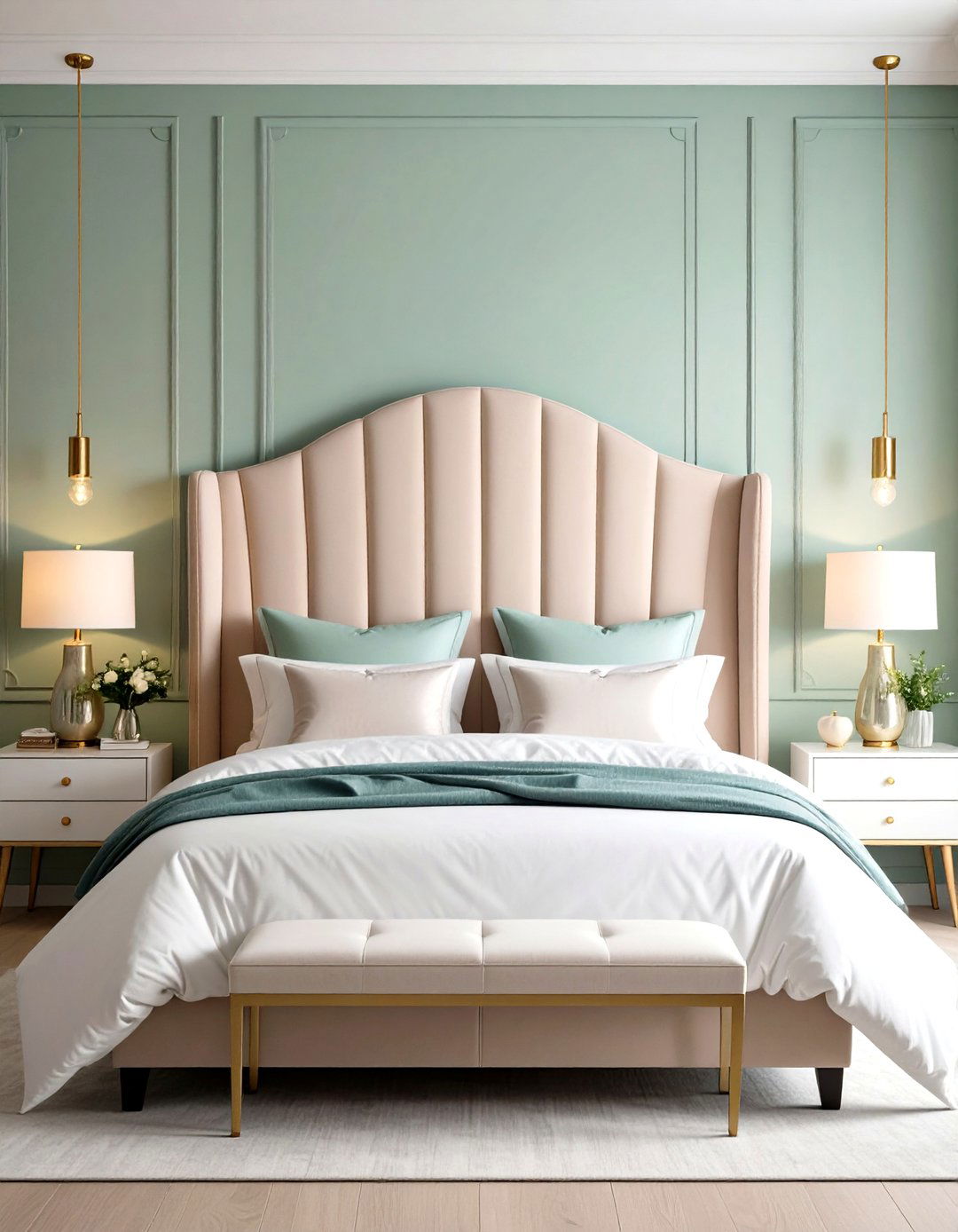 Shape Up with a Scalloped Headboard - 20 Grandmillennial Style Bedroom Ideas