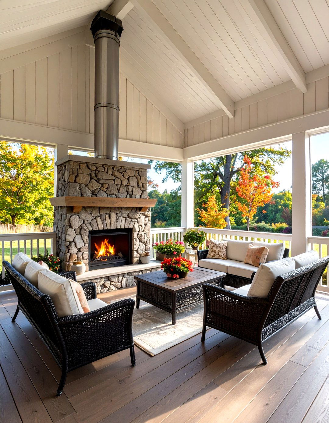 Shed Roof Porch with Built In Fireplace - 20 Shed Roof Porch Design Ideas
