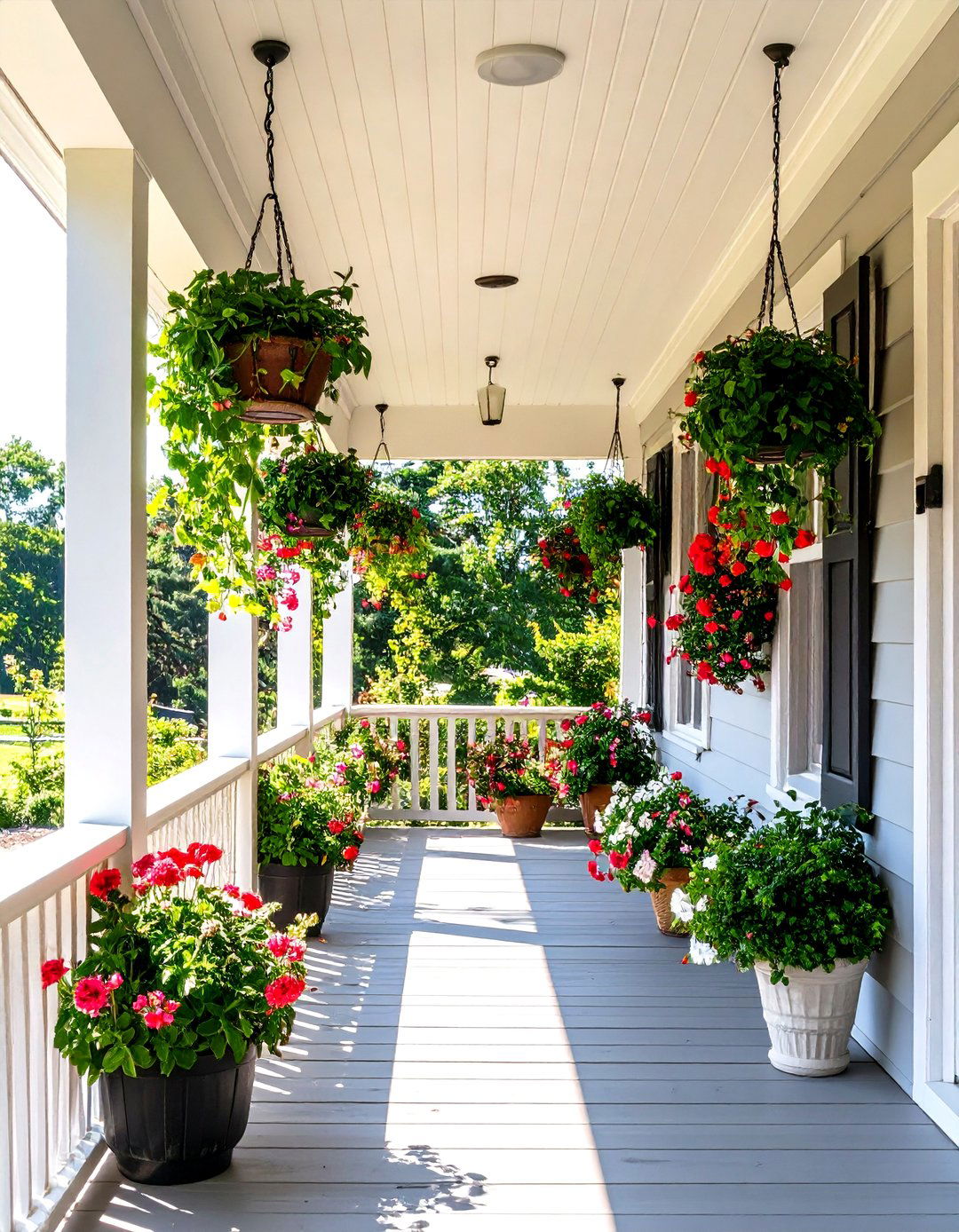 Shed Roof Porch with Hanging Plants - 20 Shed Roof Porch Design Ideas