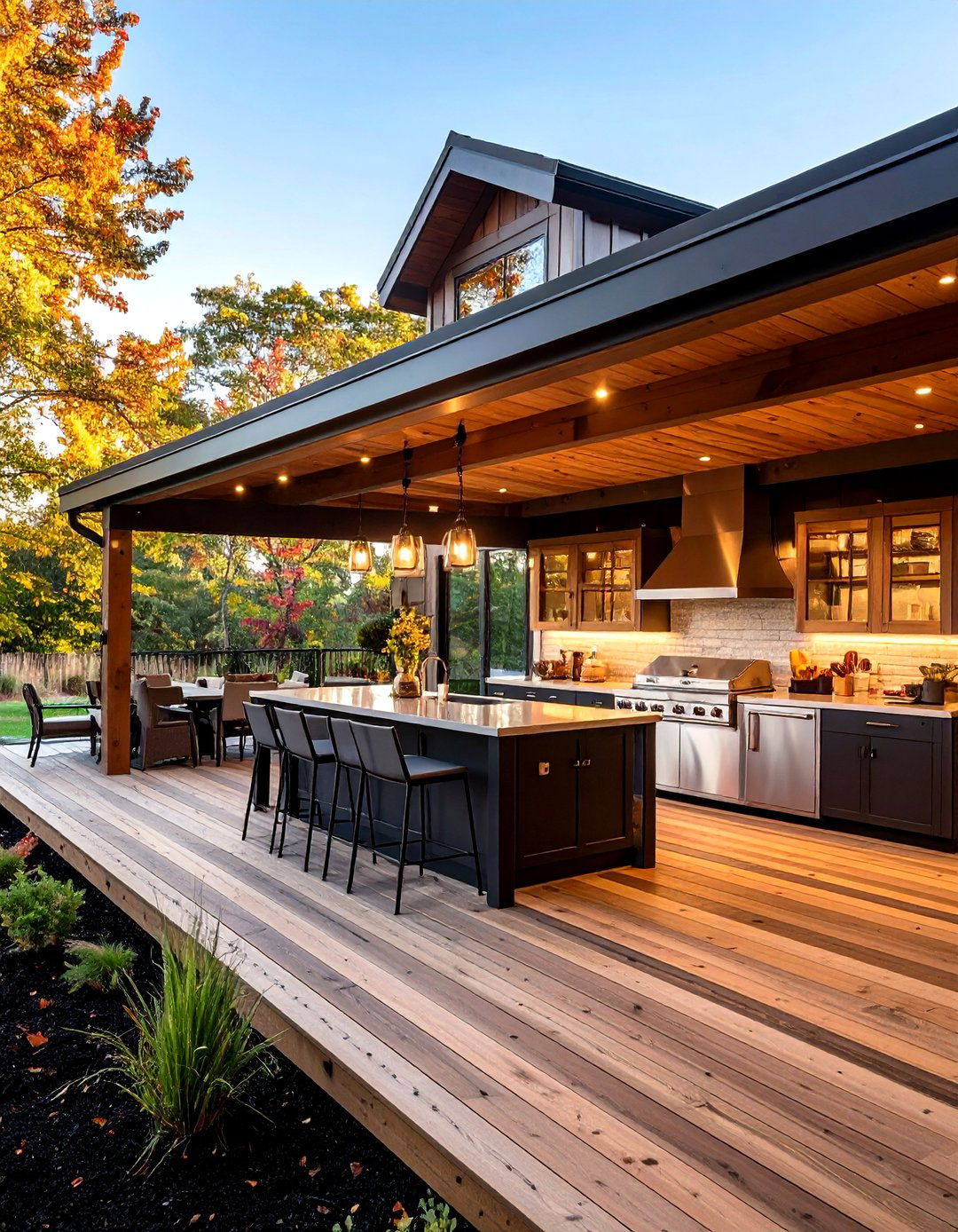 Shed Roof Porch with Outdoor Kitchen - 20 Shed Roof Porch Design Ideas