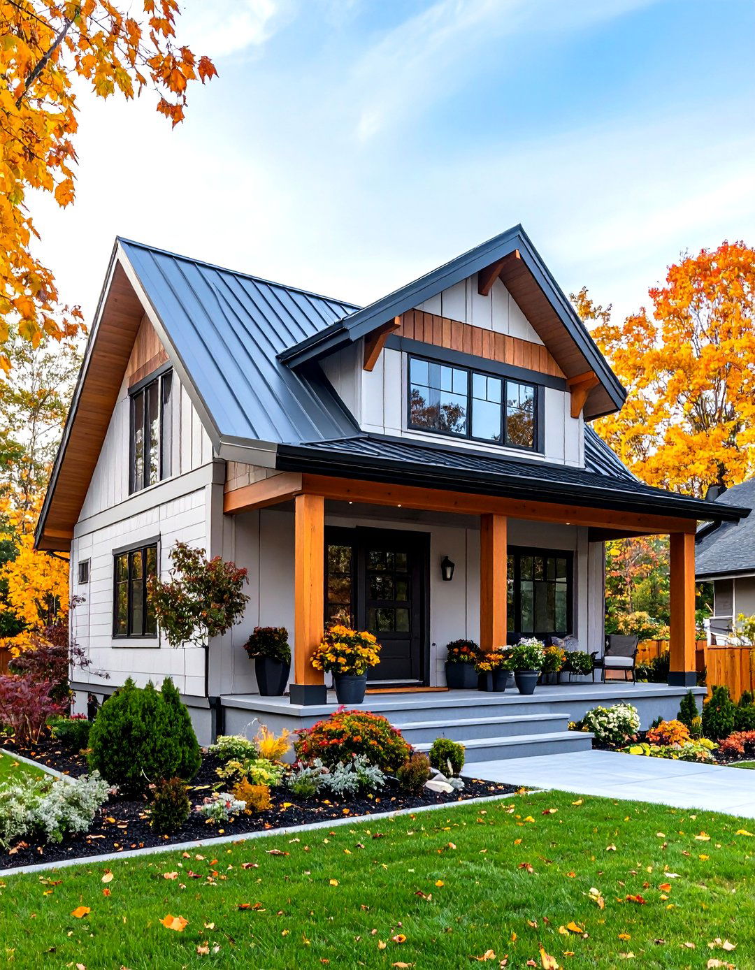 Shed Style Open Gable Porch with Asymmetrical Design - 20 Open Gable Porch Ideas