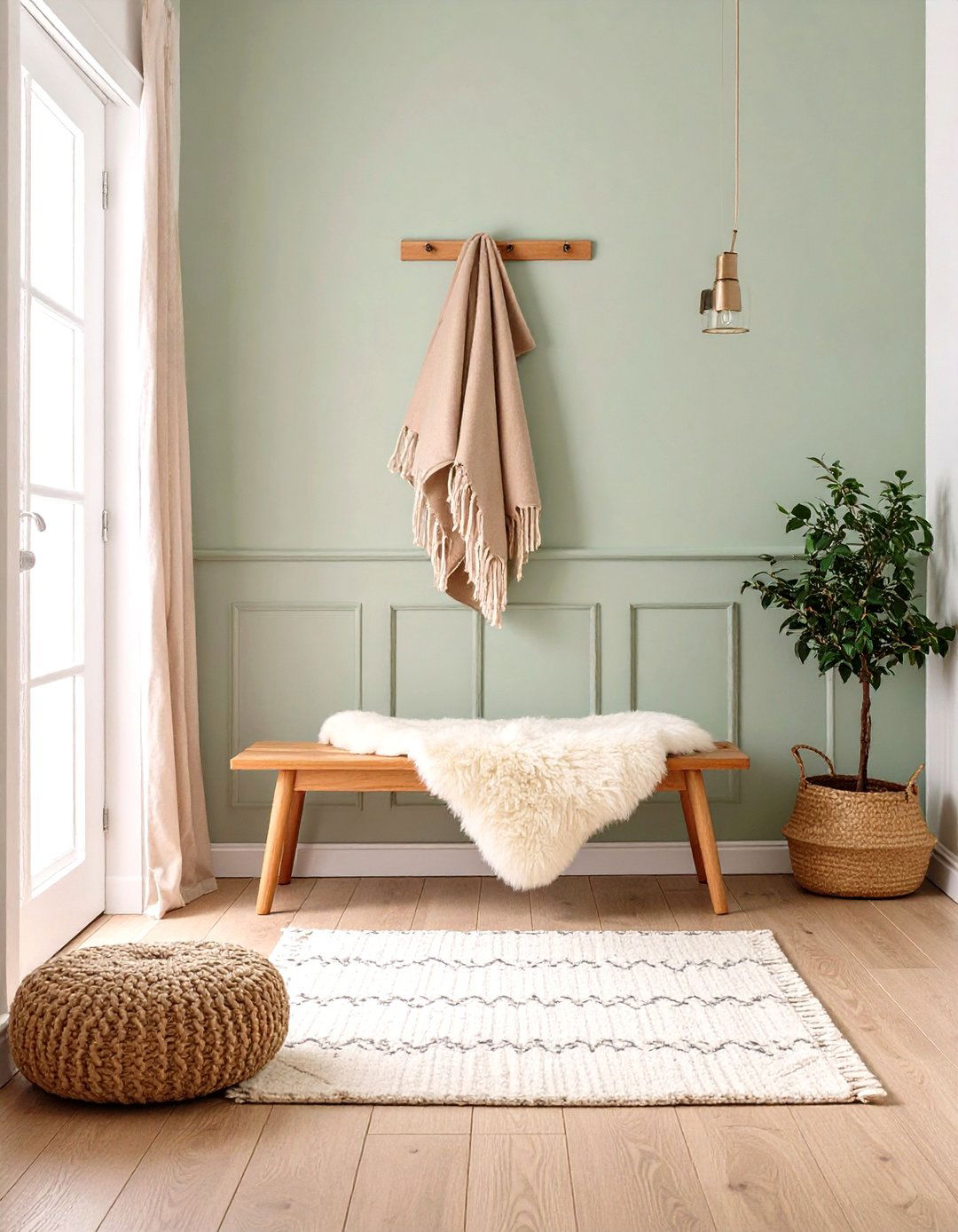 Sheepskin or Faux Fur Throws - 20 Scandinavian Entryway Ideas