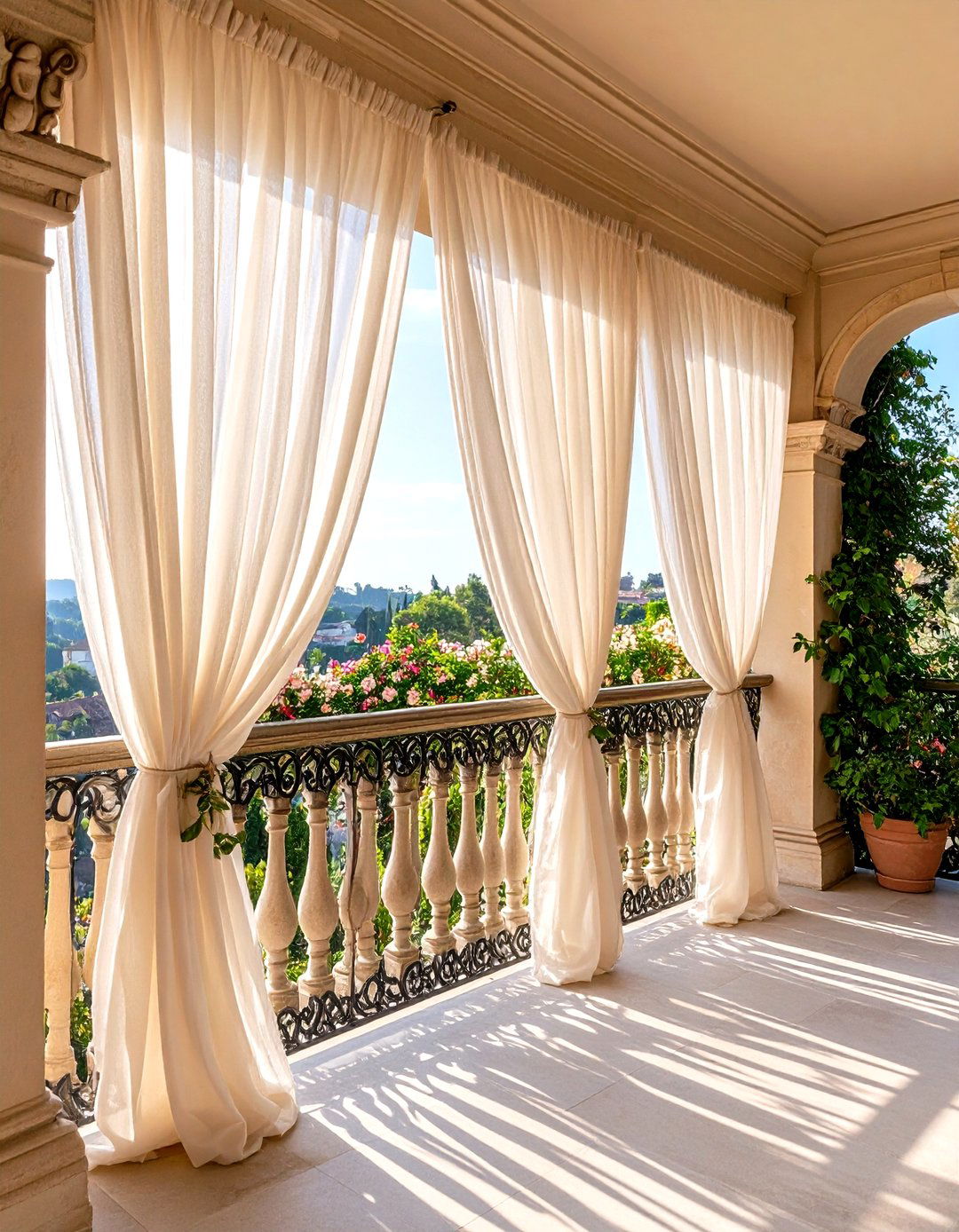 Sheer Curtains for French Balcony Privacy - 20 French Balcony Ideas