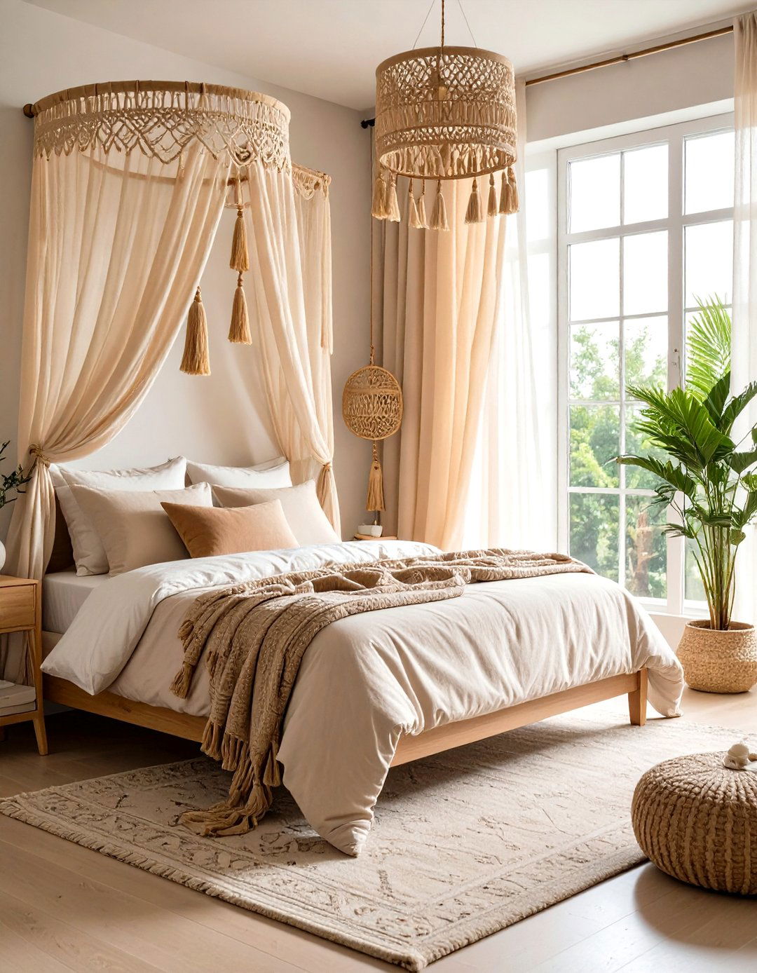 Sheer Gauze Curtains With Playful Tassels - 20 Boho Curtain Ideas
