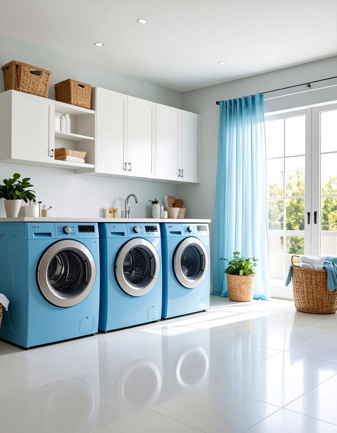 Sheer Laundry Room Curtain Privacy Design - 20 Laundry Room Curtain Ideas
