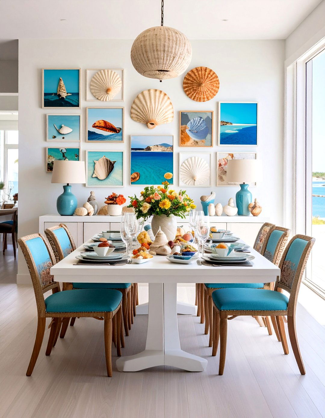 Shell Adorned Coastal Dining Room Wall Art - 20 Coastal Dining Room Ideas