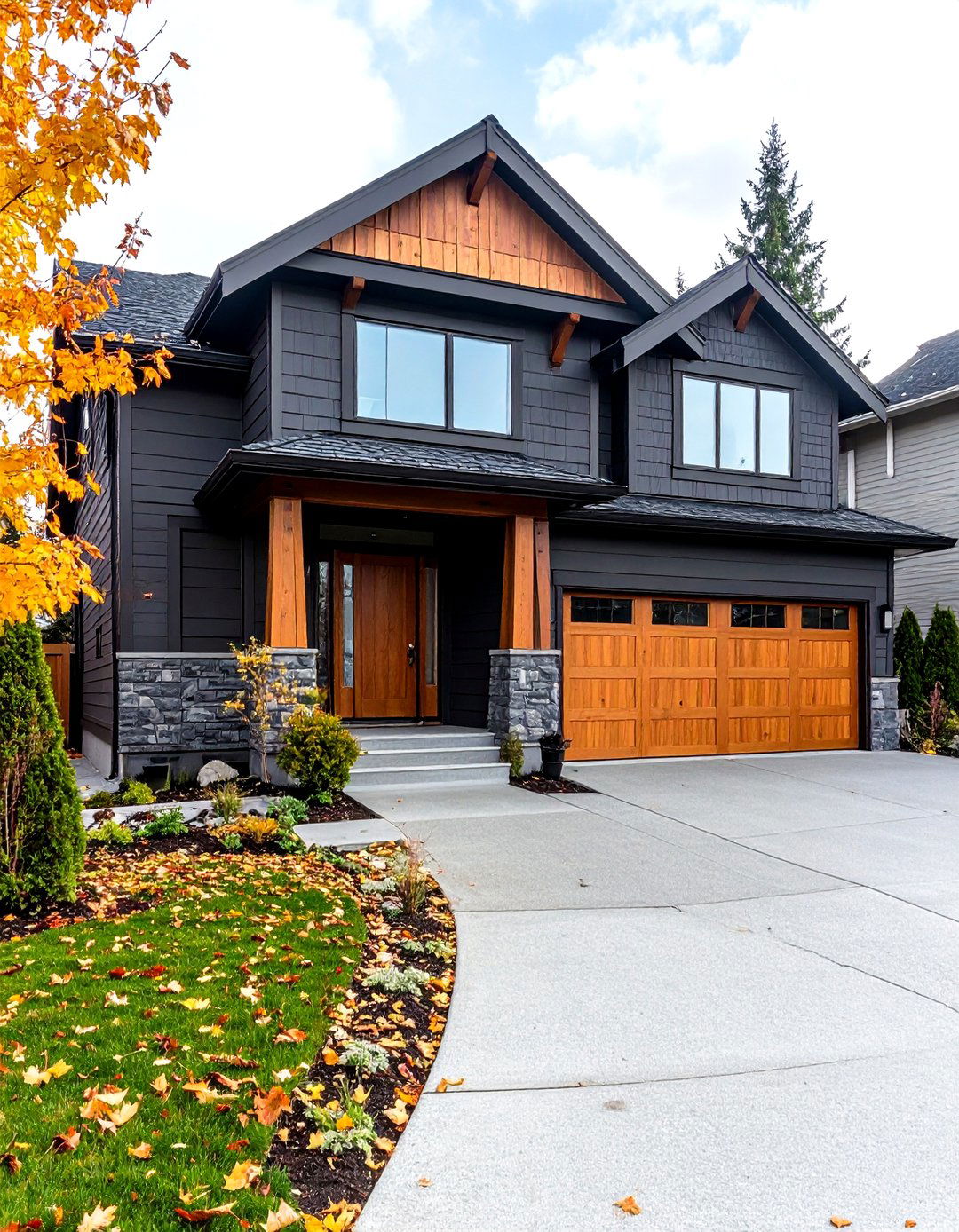 Sherwin Williams Gauntlet Gray Black House with Cedar Accents - 20 Paint Colors for a Modern Black House With Cedar Accents
