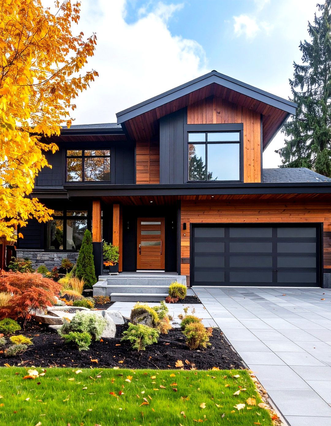 Sherwin Williams Tricorn Black House with Cedar Accents - 20 Paint Colors for a Modern Black House With Cedar Accents