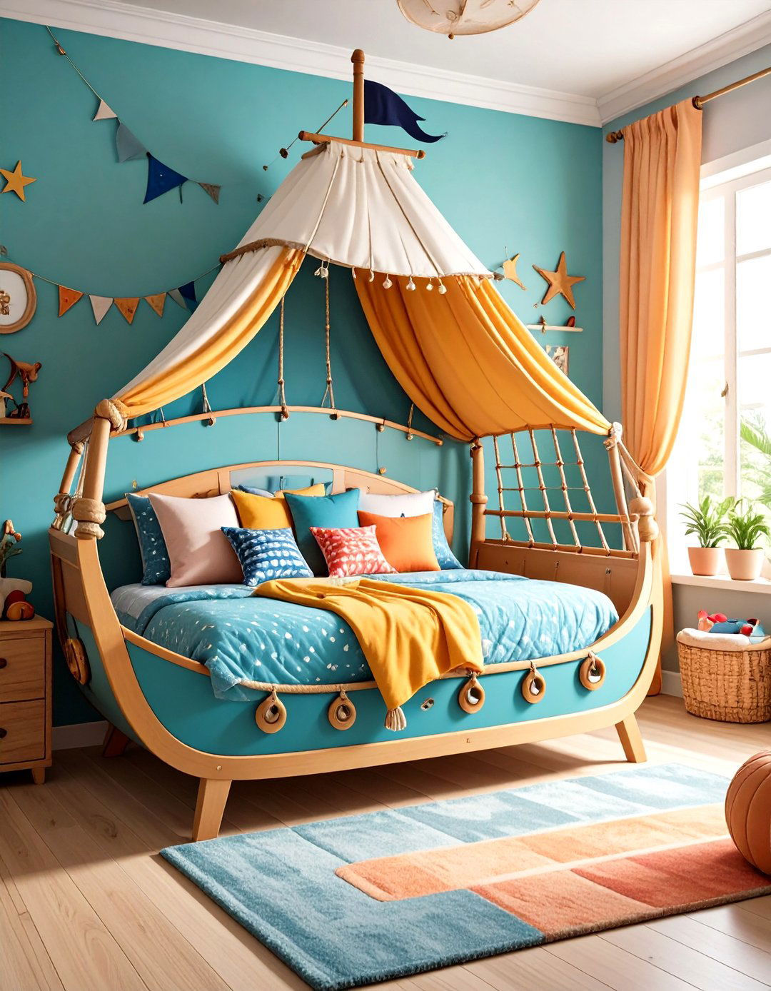 Ship Shaped Bed in Pirate Bedroom - 20 Pirate-themed Bedroom Ideas
