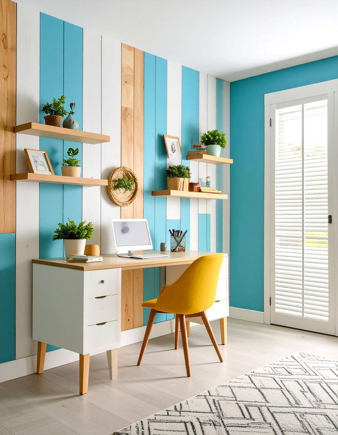 Shiplap Accent Wall for Cozy Texture - 20 Rustic Home Office Ideas