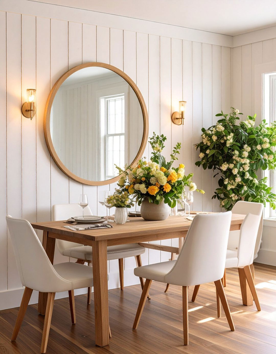 Shiplap Backdrop for a Mirror Wall - 20 Shiplap Dining Room Wall Ideas