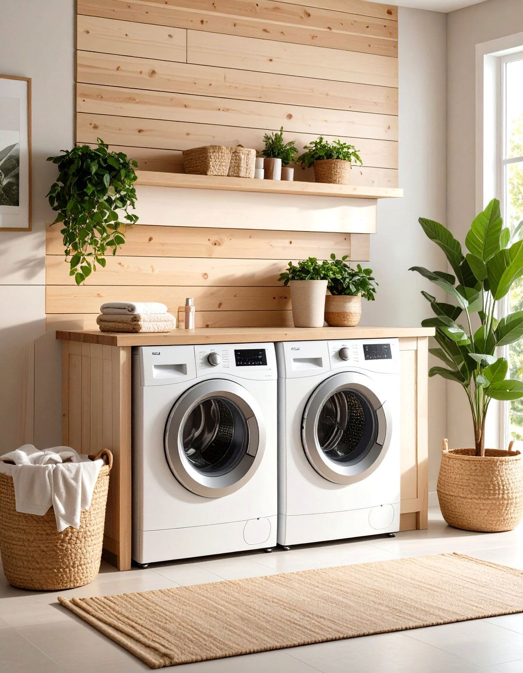 Shiplap Backsplash Above Countertop - 20 Shiplap Laundry Room Ideas