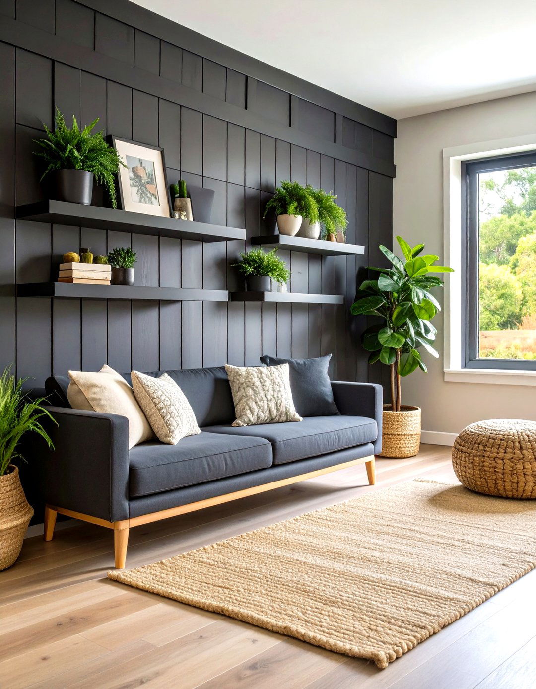 Shiplap Black Accent Wall for Rustic Warmth - 20 Black Accent Wall Ideas