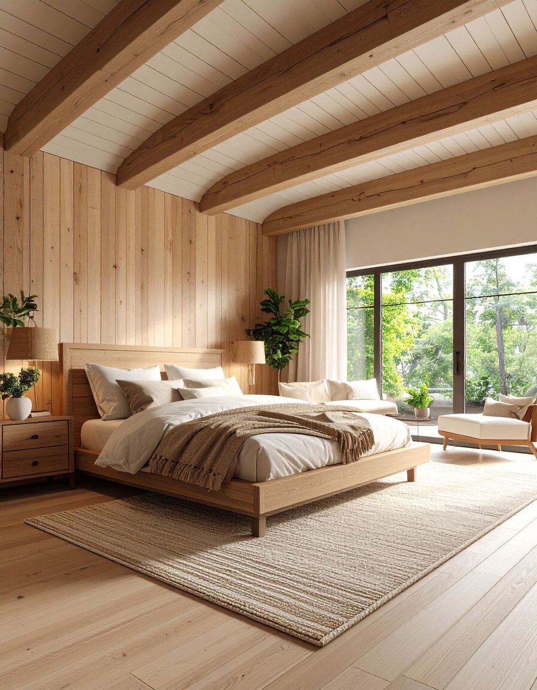 Shiplap Ceiling With Matching Beams - 20 Shiplap Bedroom Ideas