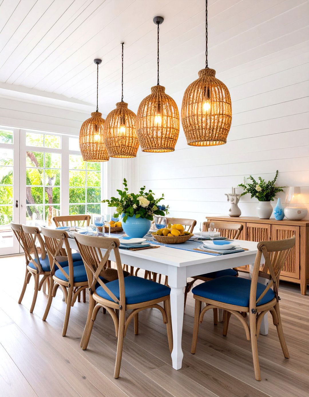 Shiplap Coastal Dining Room Wall Treatment - 20 Coastal Dining Room Ideas