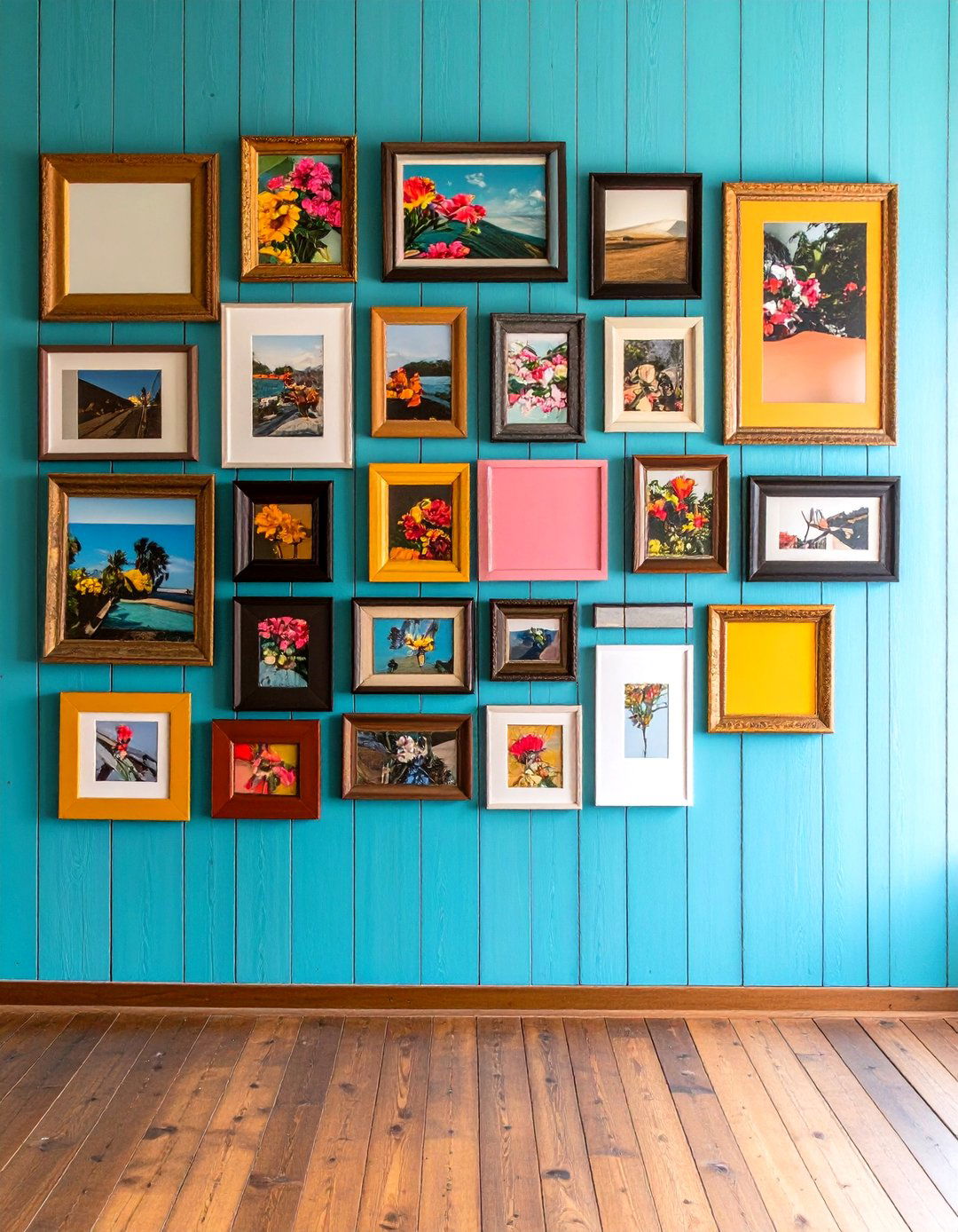Shiplap Gallery Wall Display - 20 Shiplap Living Room Ideas