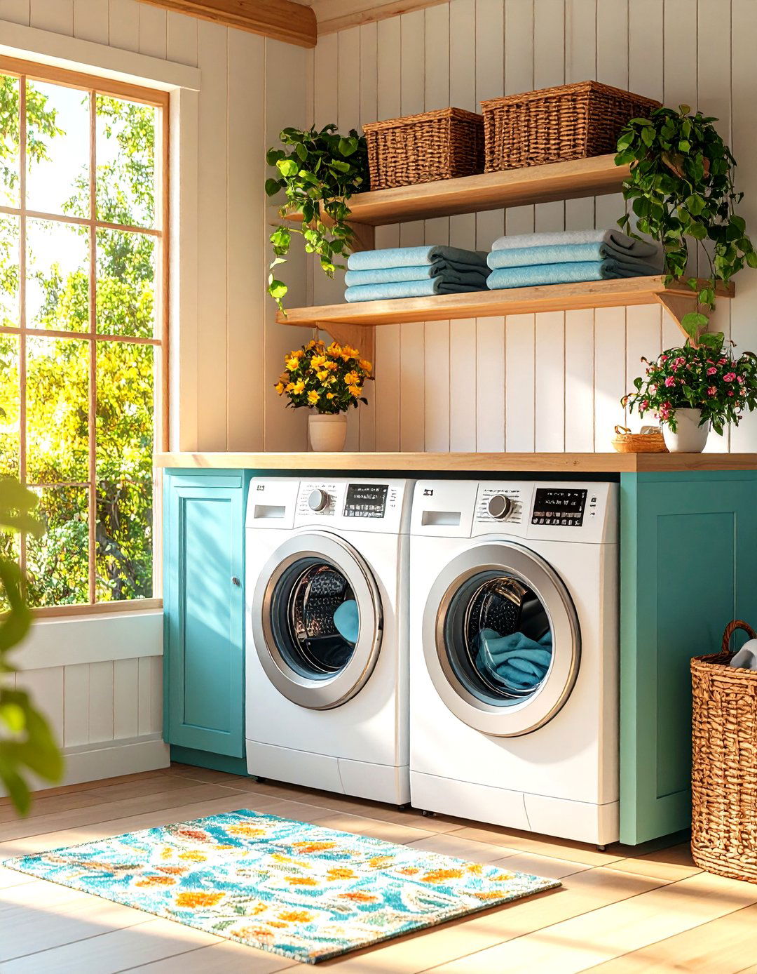 Shiplap Laundry Folding Station - 20 Shiplap Laundry Room Ideas