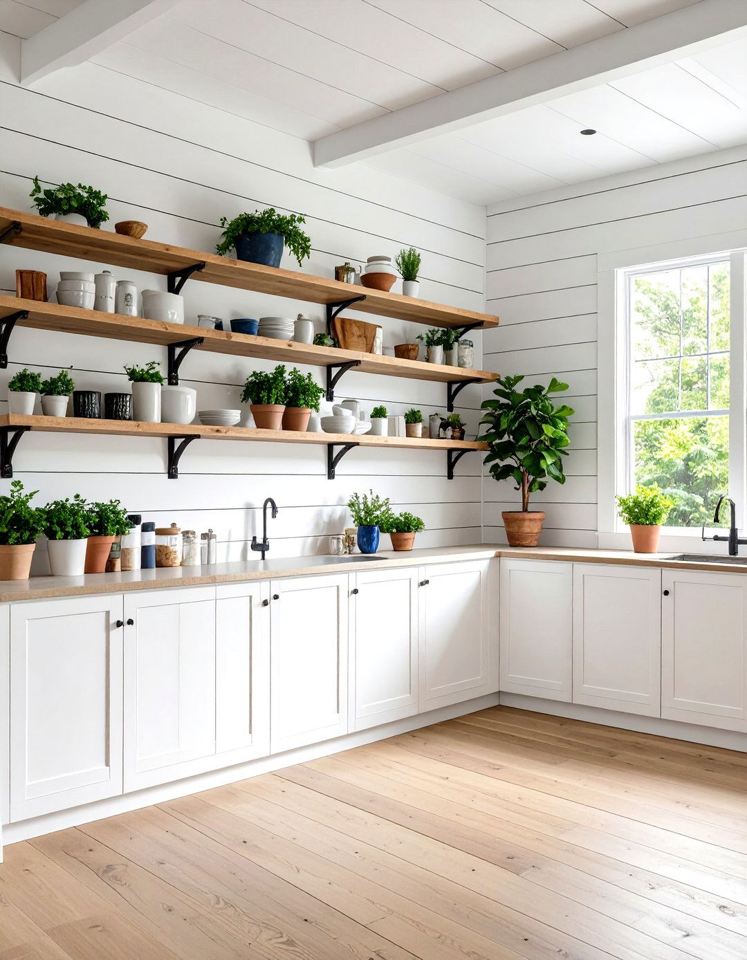 Shiplap Walls - 20 Shabby Chic Kitchen Ideas