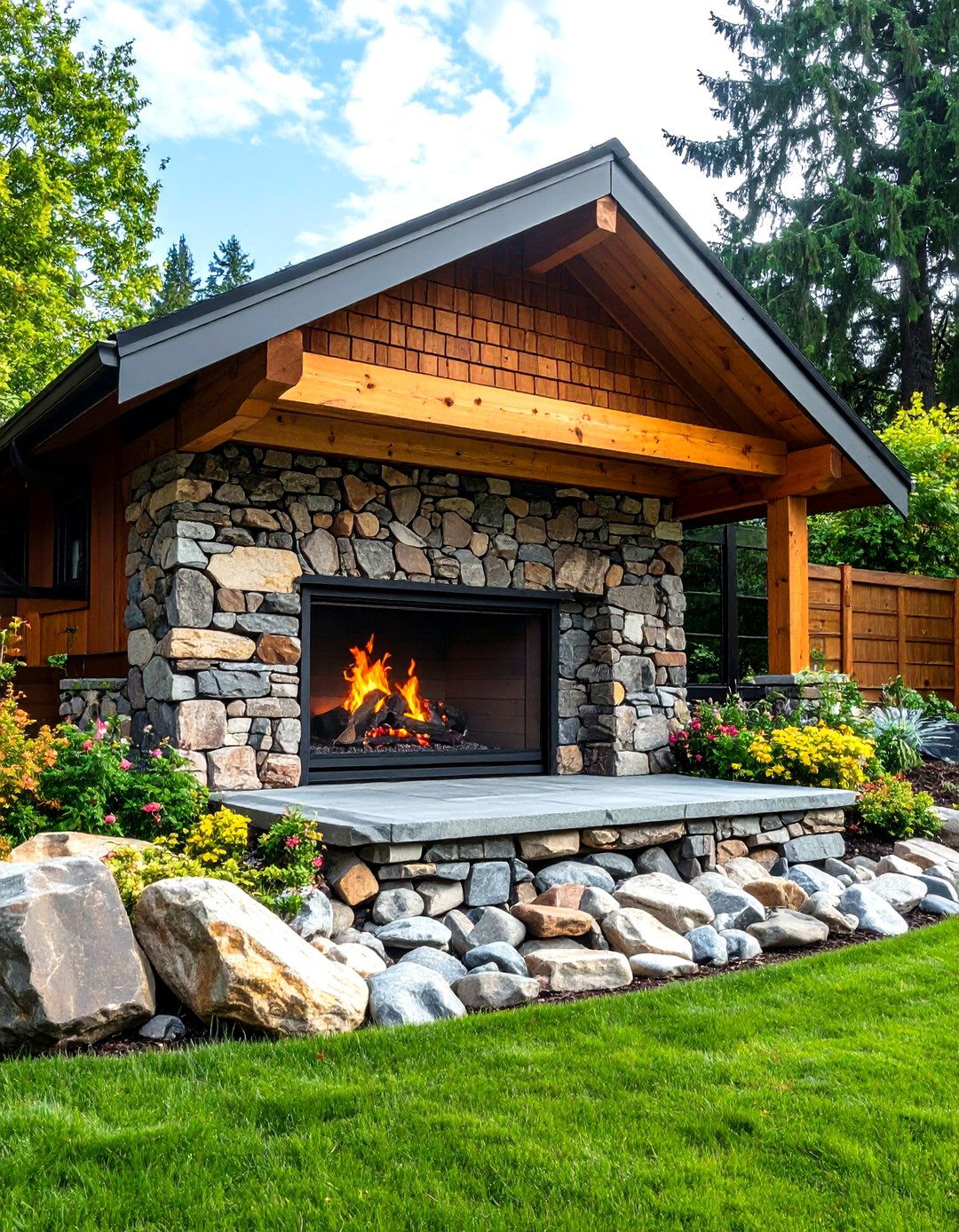 Shiplap and Stone Combo - 20 Shiplap Fireplace Ideas