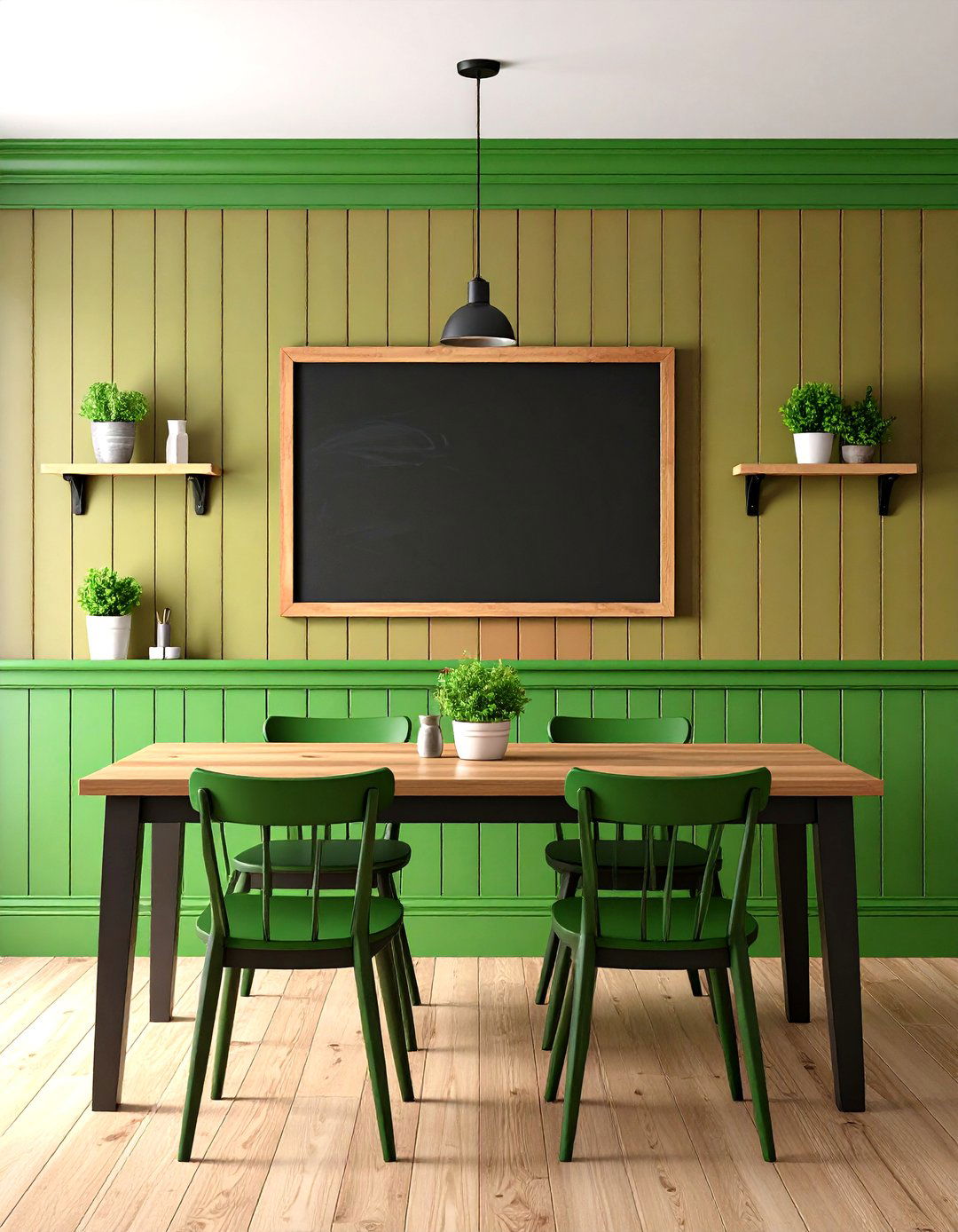 Shiplap with Inset Chalkboard Panel - 20 Shiplap Dining Room Wall Ideas