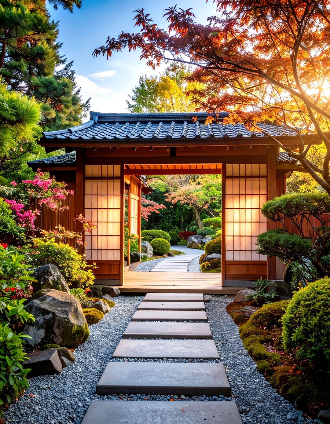 Shoji Style Sliding Japanese Garden Gate - 20 Japanese Garden Gate Design Ideas