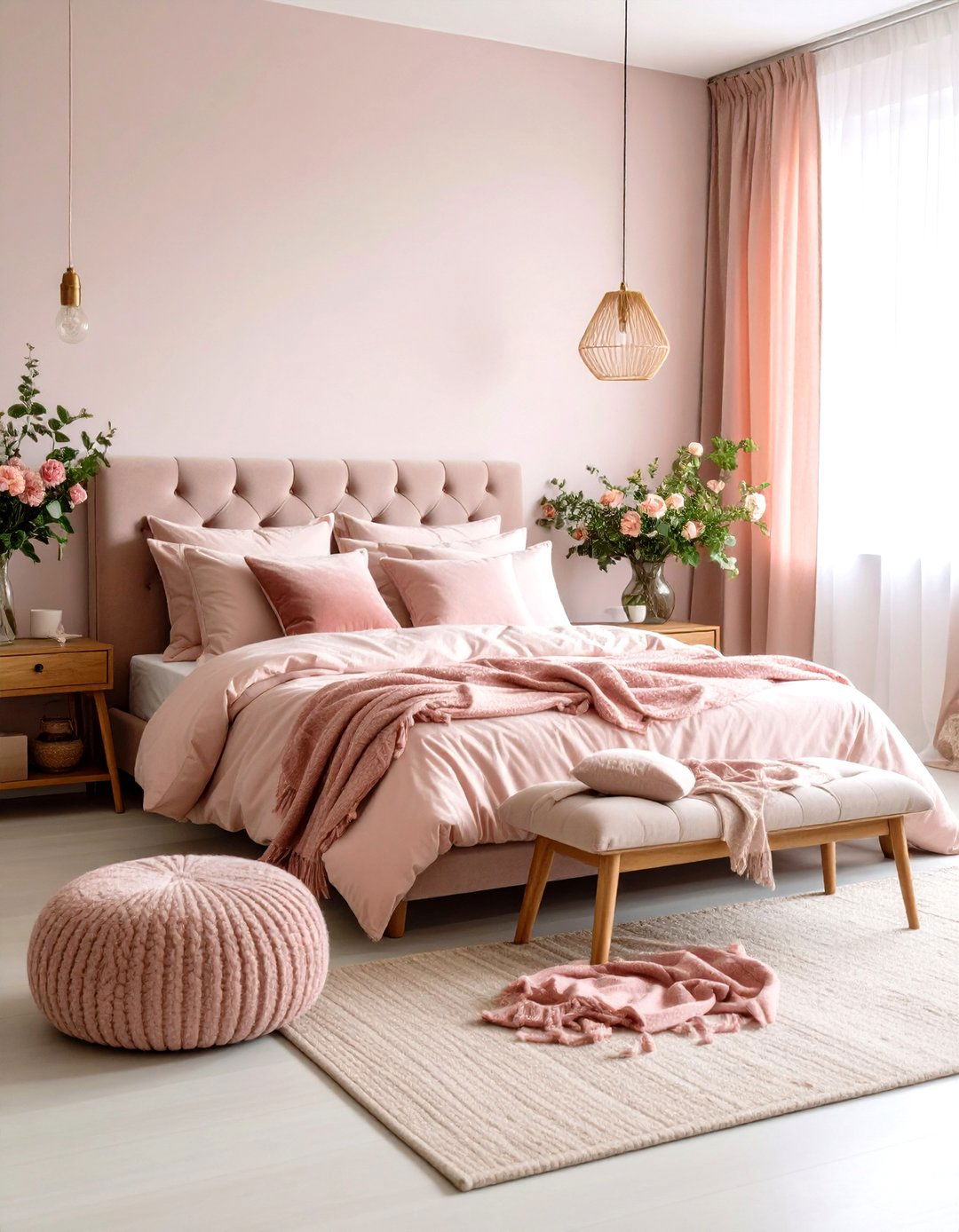 Shortly Switching Textiles Lets Dusty Rose Transition Through Seasons - 20 Dusty Rose Bedroom Ideas