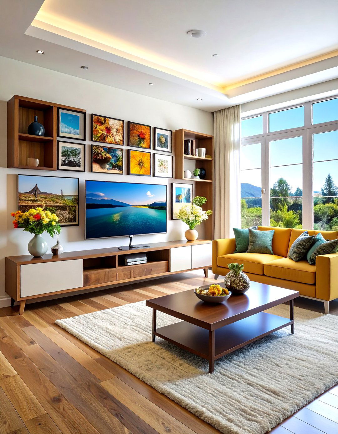 Showcase Personal Photos in Stylish Frames - 20 Tv Console Decor Ideas