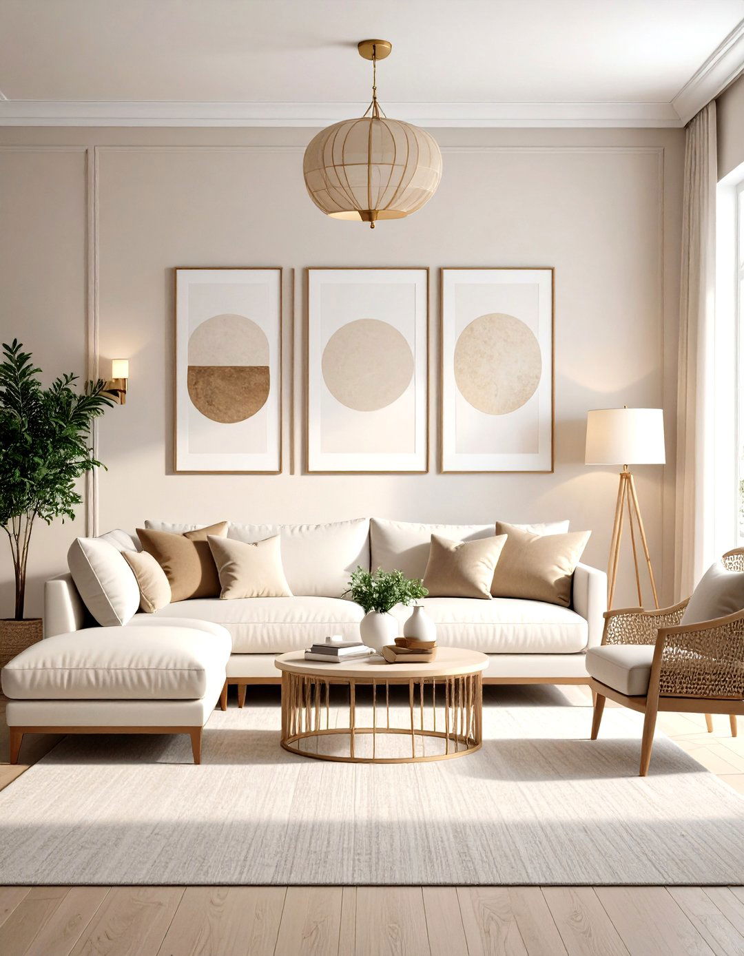 Showcase Statement Art Against Cream for Gallery Impact - 20 Cream Living Room Ideas