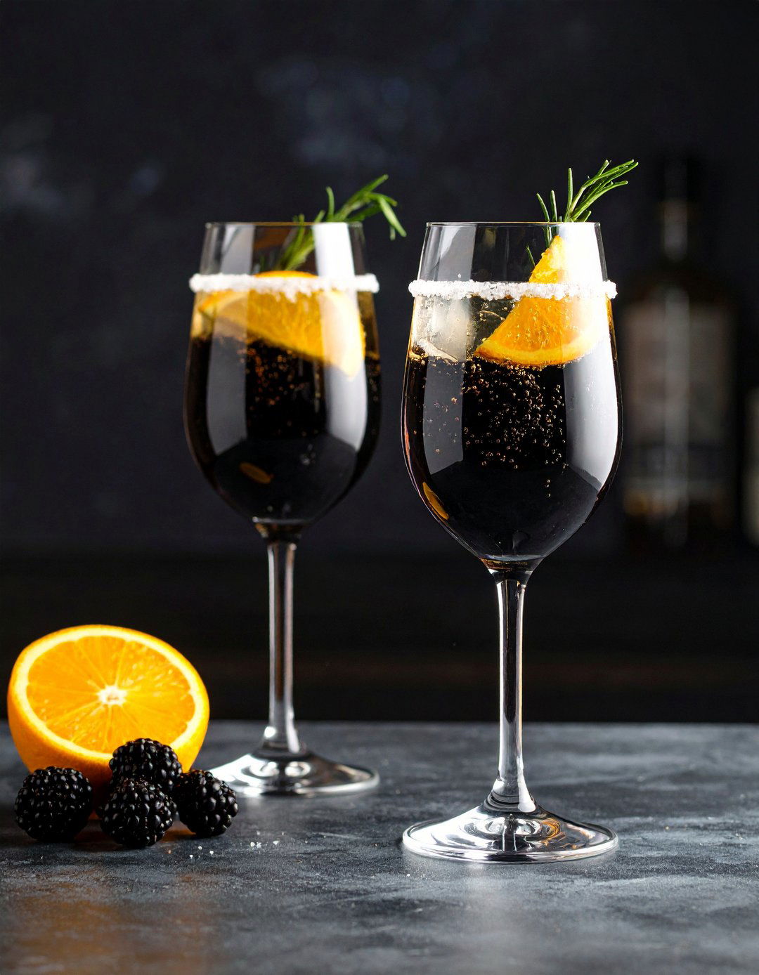 Signature Charcoal Cocktails at a Black Themed Wedding Bar - 20 Black-Themed Wedding Ideas