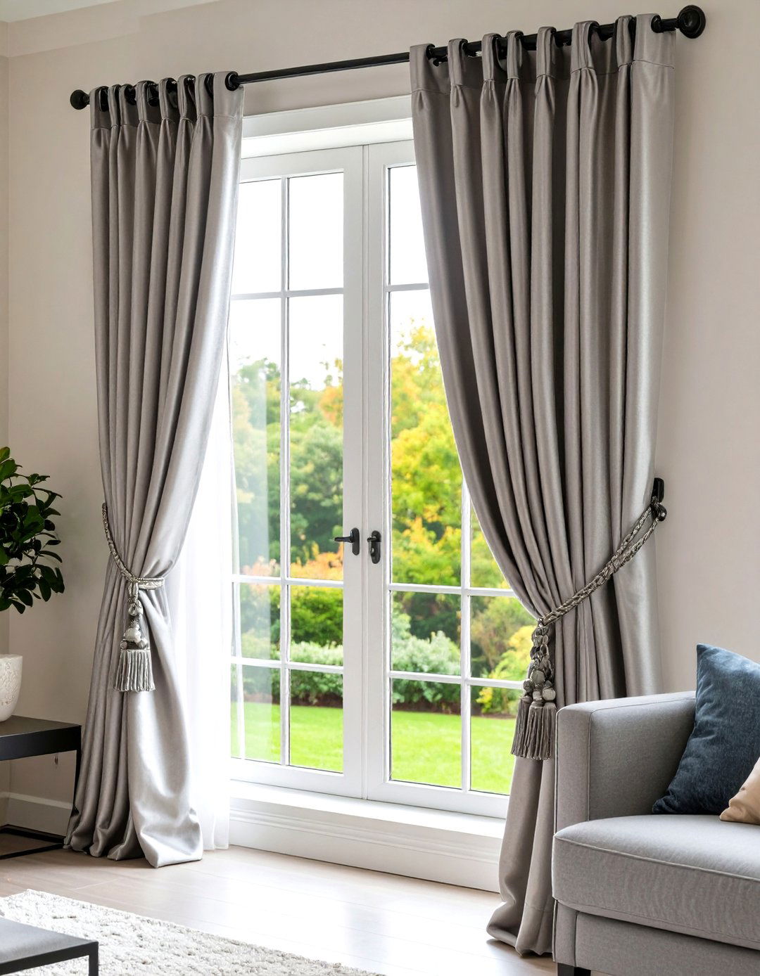 Silver Curtain Rods and Drapes - 20 Silver Living Room Ideas