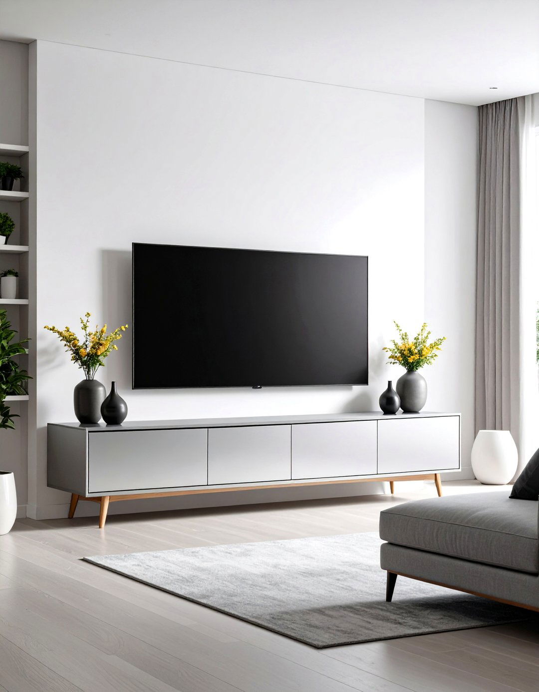 Silver TV Surround and Media Units - 20 Silver Living Room Ideas