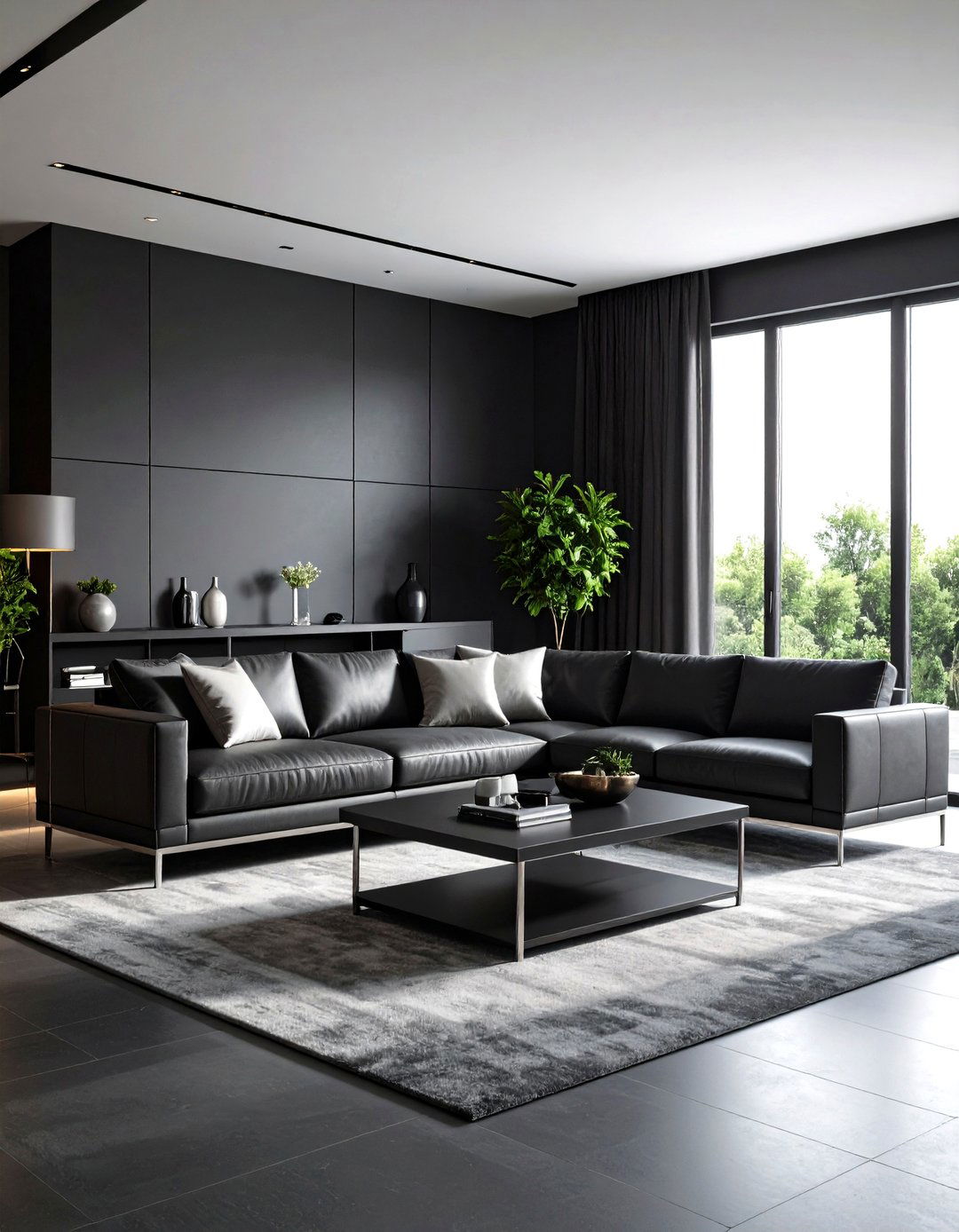 Silver and Black Contrast - 20 Silver Living Room Ideas