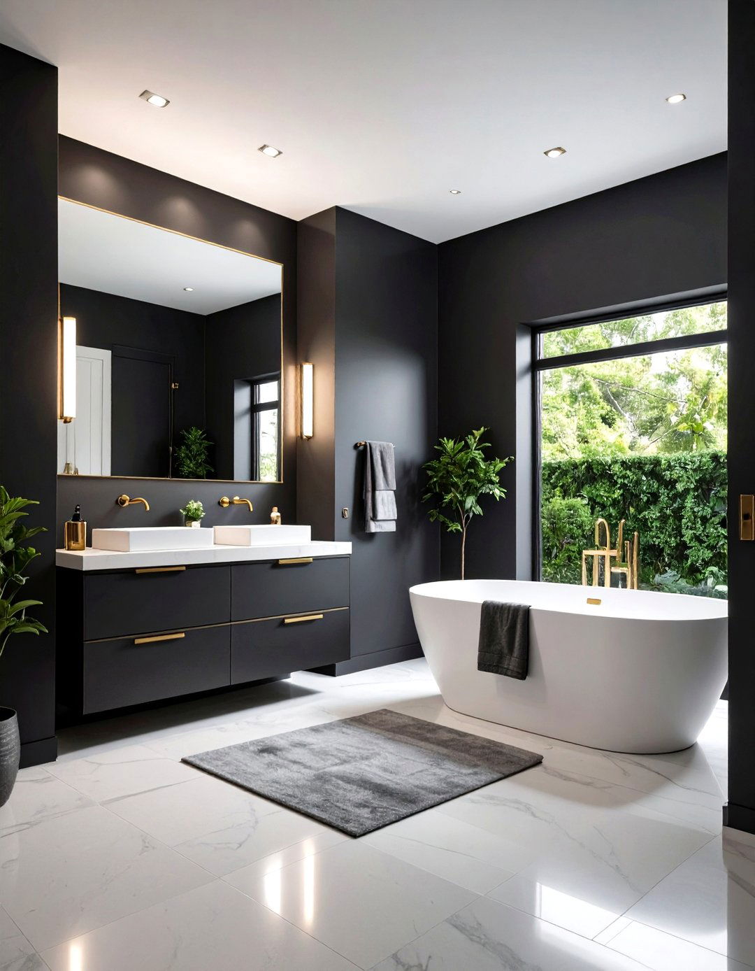 Single Hue Color Drench Expands Half Bathroom Proportions - 20 Half Bathroom Ideas