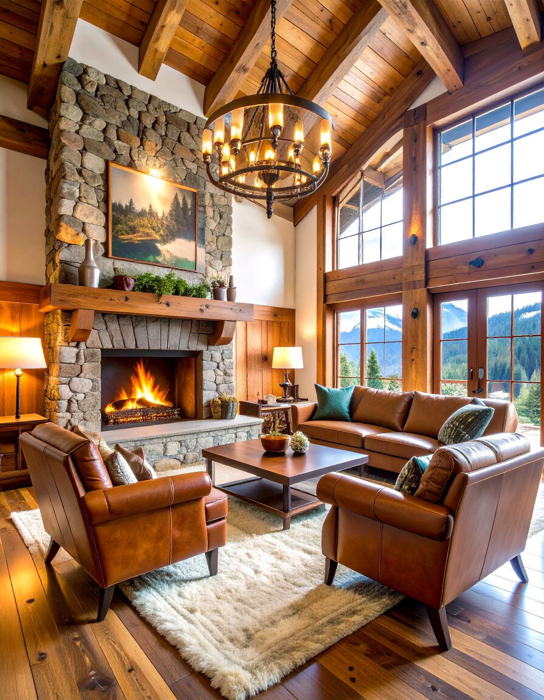 Ski Lodge Inspired Cabin Living Room - 20 Cabin Living Room Ideas