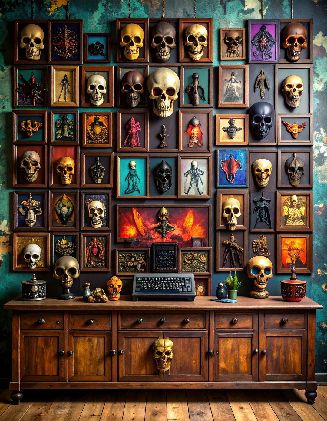 Skull Motifs and Dark Wall Hangings for Grunge Room Decor - 20 Grunge Aesthetic Room Decor Ideas